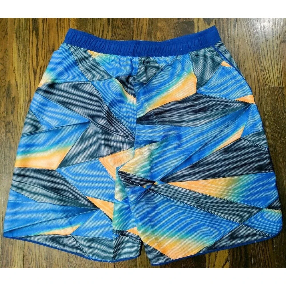 Nike Swim Trunks Shorts Men's XL Orange Blue Black Geometric Beach Vacation